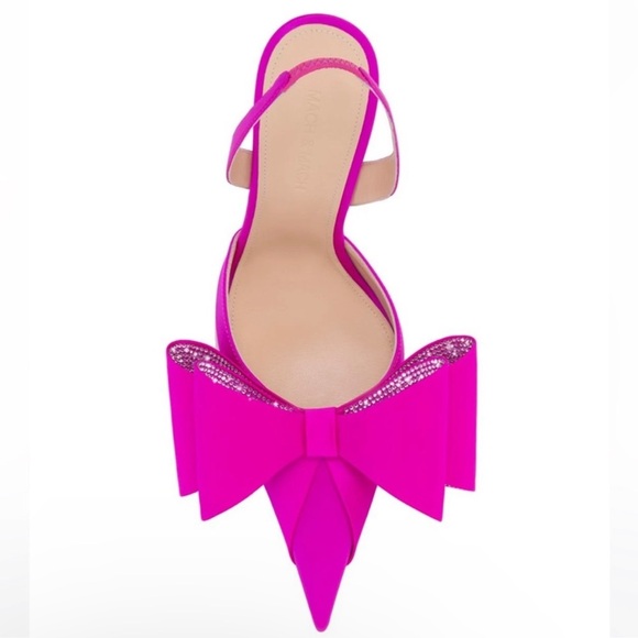🌺MACH & MACH🌺Le Cadeau 110mm Satin Slingback Fuchsia Pink Pumps Size: 37 - Picture 4 of 15